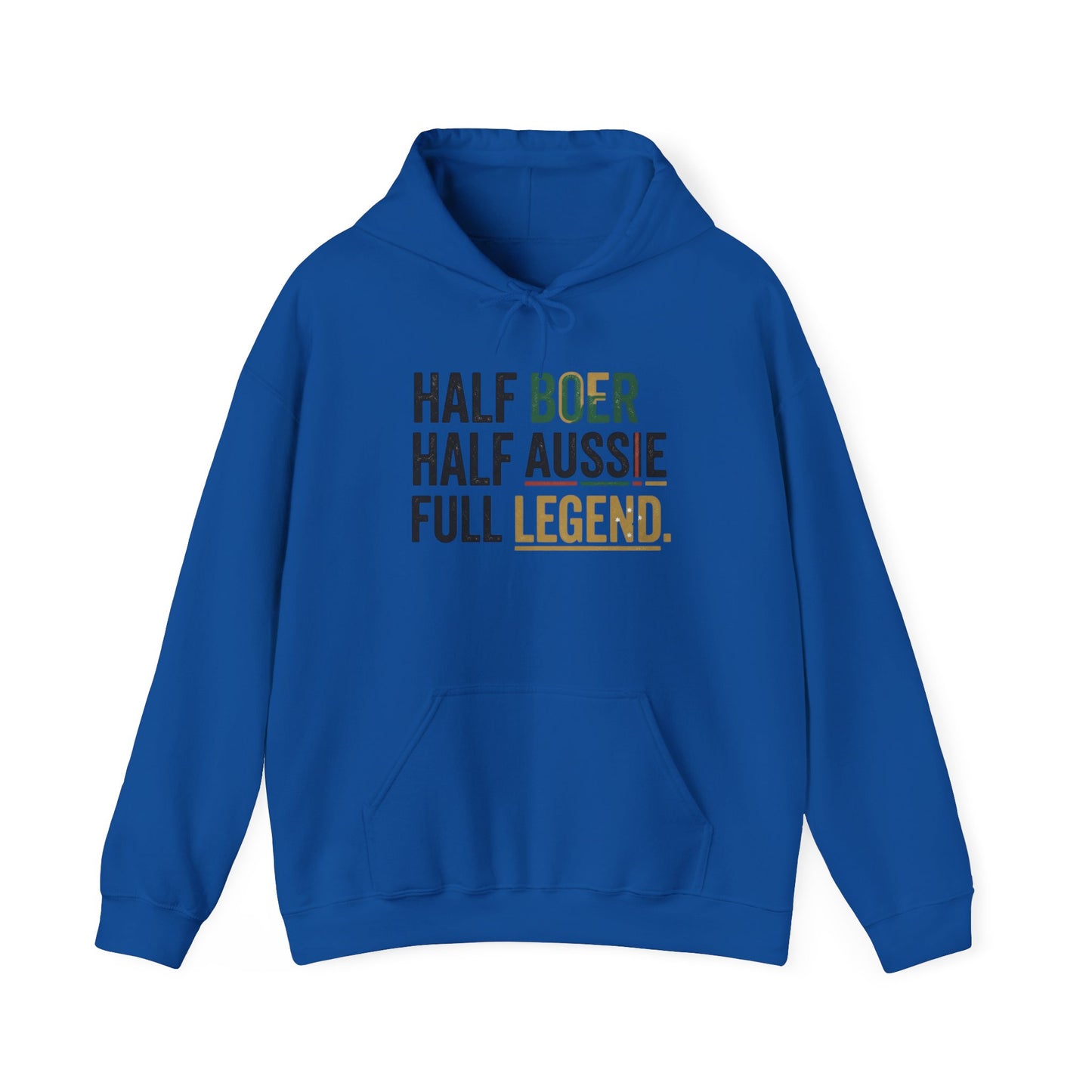 Hoodie - "Half Boer Half Aussie Full Legend" Heritage Hoodie Black Writing
