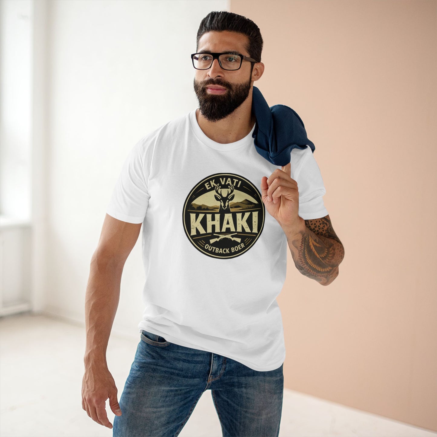 Khaki Outback Tee — EK Vati KHAKI Badge Shirt
